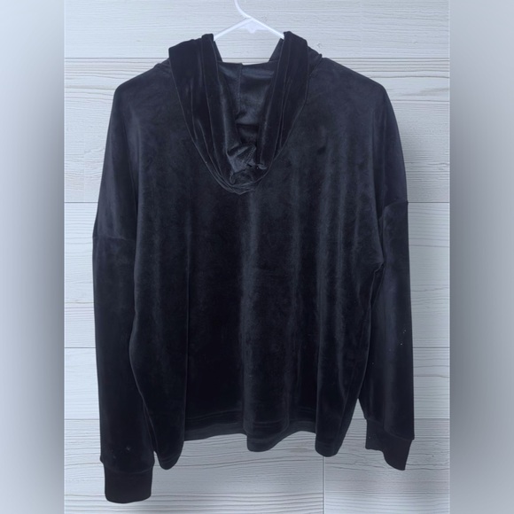 BEBE SPORT Women’s Athleisure Velour Casual Pullover Rhinestoned Hoodie - Picture 3 of 10